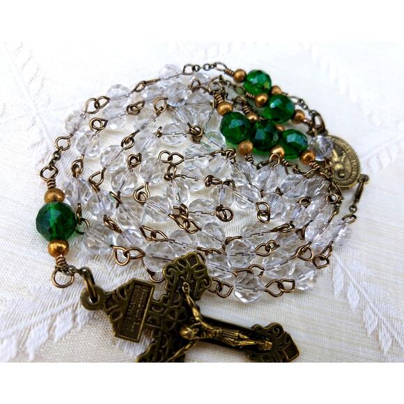 Pardon Indulgence Crucifix Hand-made Wire Wrapped 5 Decade Rosary - Picture 6 of 10